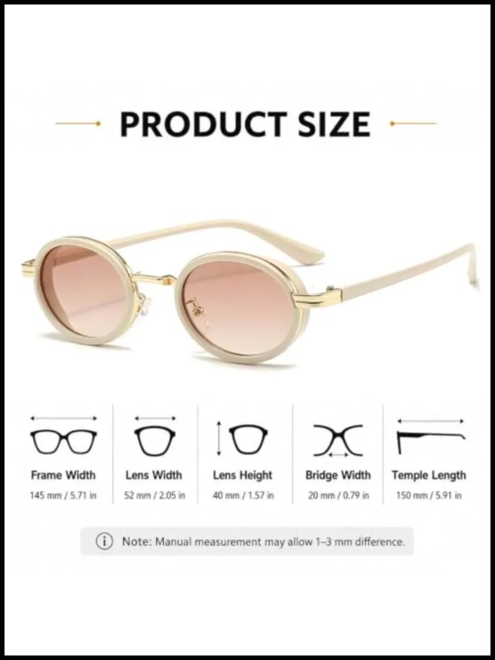 Vintage Small Oval UV400 Sunglasses with Metal Frame